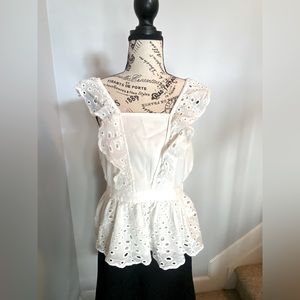 Banana Republic white tank with eyelet detail, sz Small